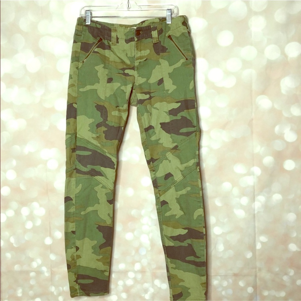 J. Crew Camo Skinny Denim Moto Pants